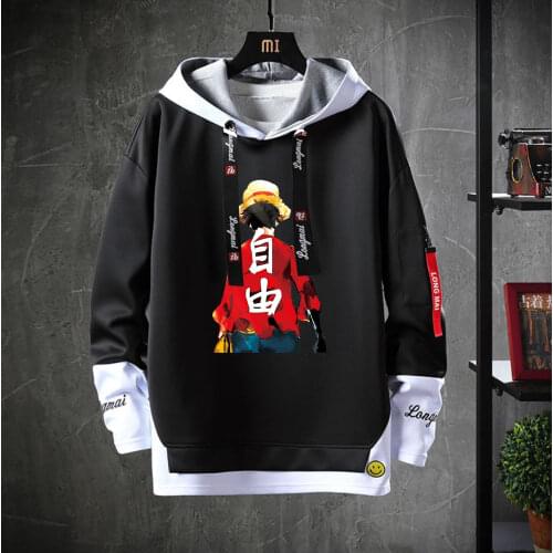 Hot anime ONE PIECE Hoodie Men Jacket Streetwear Spring Autumn teenagers Hooded Sweatshirt Clothes coat