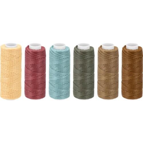 Uxcell Waxed Leather Thread Set 33 Yards 150D/0.8mm Polyester Cords for Hand Sewing, (Dark Colors 6pcs)