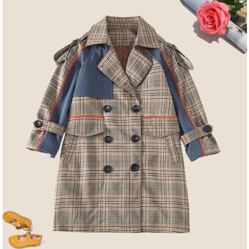 Autumn Kids Coats for Girls Spring Plaid Girl Windbreaker Teen Girls Clothing 6 8 10 12 14 Years Patchwork Children Outerwear