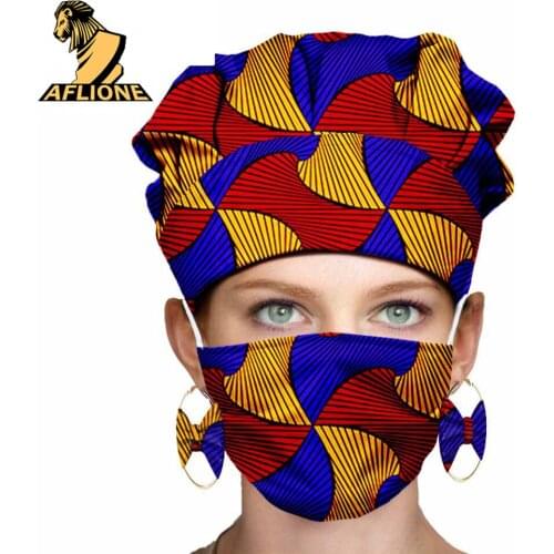 Wax Turban For African 2 Piece Sets Ankara Style Floral Head Wraps Elegant Hippie Female Fashion Pure Cotton For African Women