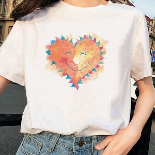 2021 T Shirt Love Heart Printed Girl Tshirt Women Rainbow Female Top T-shirt Tshirt Tee Shirts Kawaii