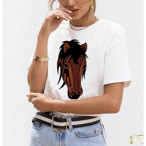 2021 Summer Women Tshirts harajuku Horse Print female Tees Casual animals O-neck Short Sleeve Fashion ladies tops tee shirt