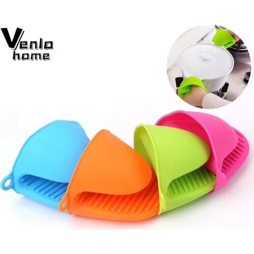 1Pcs Silicone Heat Resistant Gloves Clips Non Stick Anti-slip Pot Bowel Holder Clip Cooking Insulation Oven Mitts Plate Folder
