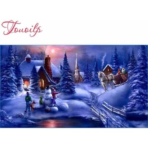 100% Full Square&round drill 5D Diamond painting Christmas snow scene carriage Embroidery Mosaic Cross Stitch Rhinestones arts
