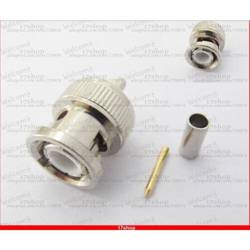 100pcs x BNC Male Plug Straight Crimp F RG174 RG316 RG179 LMR100 Cable RF Connector