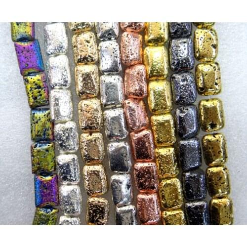 10*14mm Natural Stone electroplating Lava rectangle Bead Volcanic Rock Loose Bead for diy Jewelry Making Bracelet Accessories