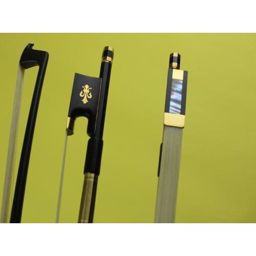 4pcs professional 4/4 black Carbon fiber violin bow white Horsehair Ebony Frog