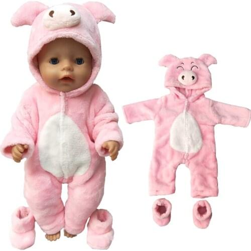 40cm Doll Clothes for 43cm Baby Doll Boy Clothes Pants Pink Pig Set for 17 Inch Babies Doll Oufit Wear Set