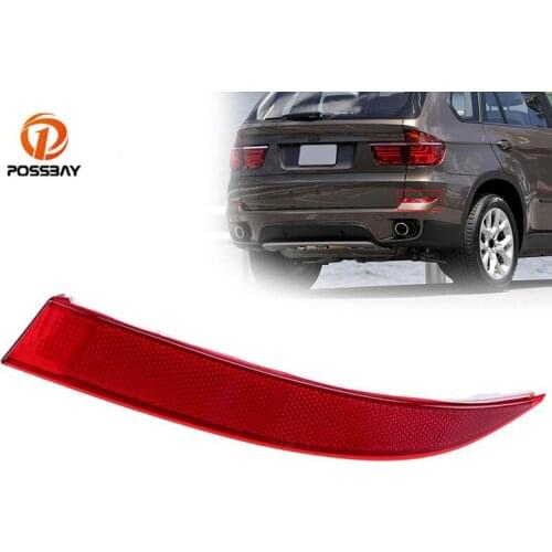 POSSBAY Car Rear Bumper Reflector Strip Red Lens Reflector Lamp Without Bulbs Decoration Parts for BMW X5 E70 LCI 2011 2012 2013