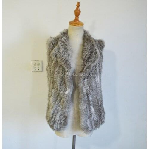 China Free Shipping SJ339 China Tongxiang Rabbit Fur 1*1 Thick Knit Manufacturing Rabbit Sleeveless Coat