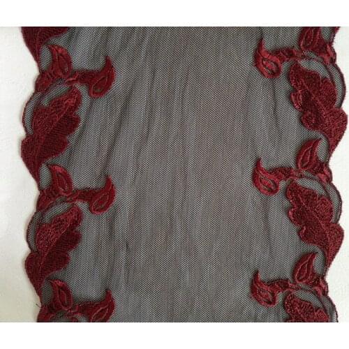 FREE SHIPPING top class 21cm wide soft nylon net base dyed yard polyester embroidery lace trim,XERY0816C