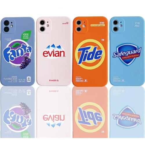 Fashion Brand Funny Water Drink Fanta Cleanser Soft Phone Case For iphone 12 Pro11 Pro Max X XS XR 6s 7 8 plus candy tpu cover