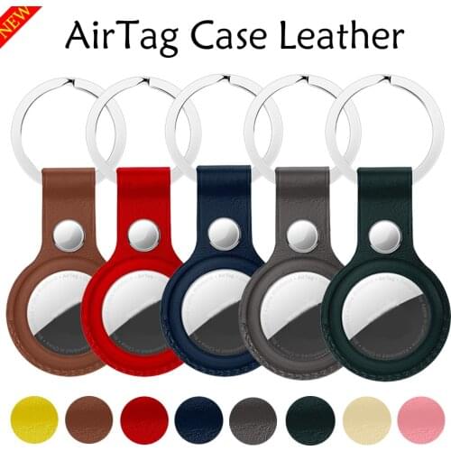 Genuine Leather Case For AirTag 1:1 Keychain 100% Real Leather Protective Shell For Apple Airtag Anti-lost Tracker Locator Cover