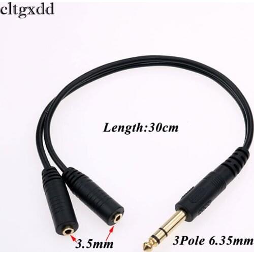 Cltgxdd 1PCS 30cm 6.35mm 1/4" Stereo Male to 2 X 3.5mm Female new Y Splitter Adapter Cable Gold Plated Connectors