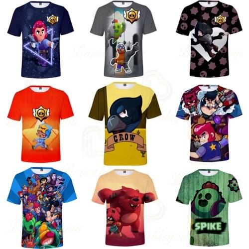 6 To 19 Years Kids Teen Clothes Leon Shirts Browlers Cartoon T-shirt NITA Stars Shooting Game 3D T-shirt Boys Girls Tops