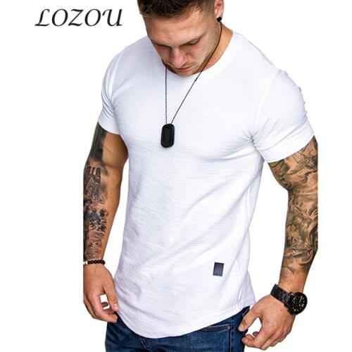 Mens Summer New Casual Slub Cotton Bottoming T-Shirt Loose Round Neck Top Solid Color Clothing Fashion 2021 Short-Sleeve Large