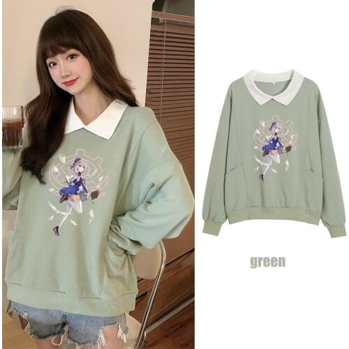 Anime Girl Sweatshirt Oversize Harajuku Cotton Hoodie Spring Autumn Women Kawaii Sweetshirt for Girls Ulzzang Hoodie with Pocket