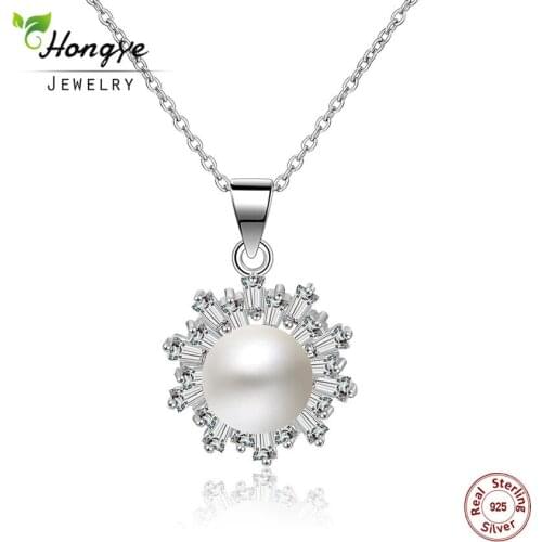 Hongye 2020 Hot Selling 925 Sterling Silver Natural Freshwater Pearl Pendant Necklace Simple Classic Jewelry for Women Gift