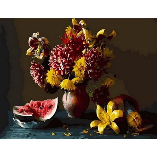 Frameless painting by numbers diy picture oil painting on canvas for home decor animal painting 4050 watermelon