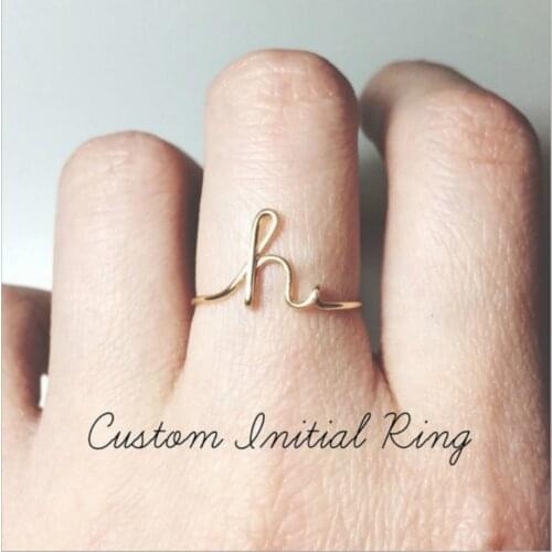 Letter Ring Fashion Jewelry Custom Women Rings A-Z