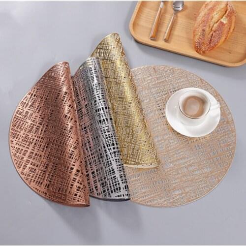 Round PVC Placemat Heat Resistant Washable Dining Table Mats Non-slip Coffee Tea Coaster Western Steak Pads Kitchen Home Decor