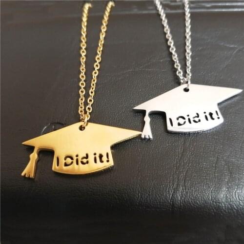 Stainless Steel Pendant Dr Hat I Did it Graduation Necklace For Best Friends Custom Jewelry Gold Chain For Men BFF