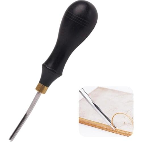 LMDZ 1pcs Professional Leather Edge Beveler Skiving Cut Tool Alloy Steel Blade Sandalwood Handle DIY Sharp Edger Trimming Tool