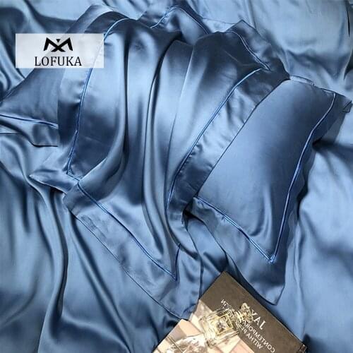 Lofuka Morandi Colors 100% Silk Blue Pillowcase Silk Top Grade Silk Healthy Beauty Skin Hair Pillow Case For Family Deep Sleep