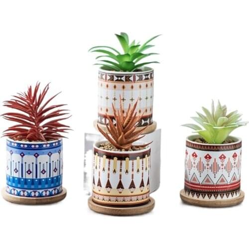 Small Ceramic Cylinder FlowerPot Bonsai Plant Succulent Planter Pot Desktop Office Decor Minimalist Style Glazed Flowerpot