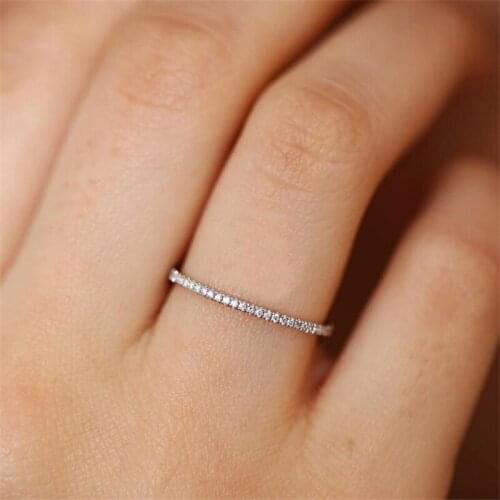 Minimalist Thin Love Cute Wedding Engagement Rings for Women Micro Pave CZ Crystal Sliver Color Fashion Jewelry All Size