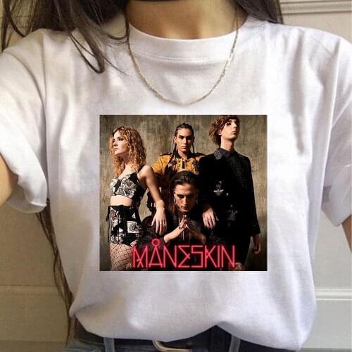 2021 Fashion Poster Vintage T Shirt Maneskin Print Short Sleeve Women Tops Unisex Casual Tees Aesthetic Clothes Oversize T-shirt