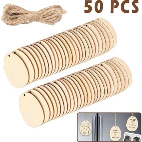 Unfinished Nature Wood Slice Gift Tags Blank Wooden Hanging Label With Hemp Ropes for Wedding Party DIY Christmas tree Decor