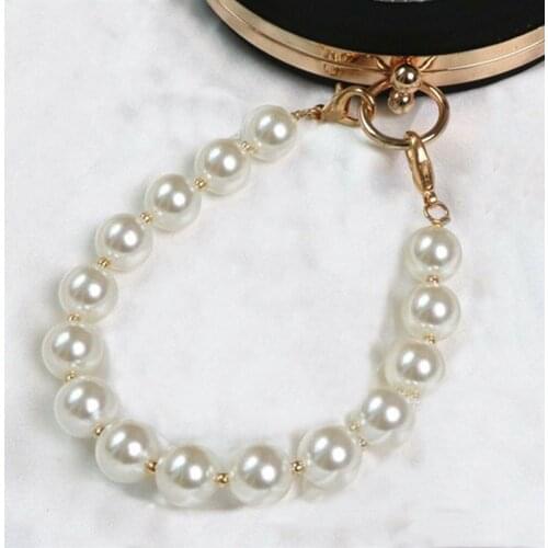 New Pearl Purse Belt Handles Strap For Bags Handbag Accessories Cute Bead Chain Tote Women Parts Silver/Gold /Black Clasp