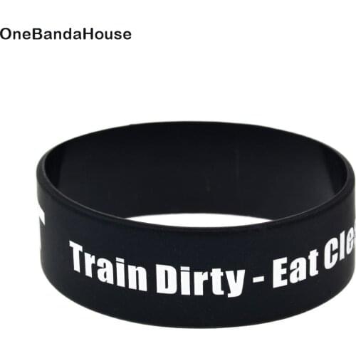 OBH 25pcs 24 Hour Fit Train Dirty Eat Clean Stay Fit Silicone Bracelet One Inch Wide Adult Size