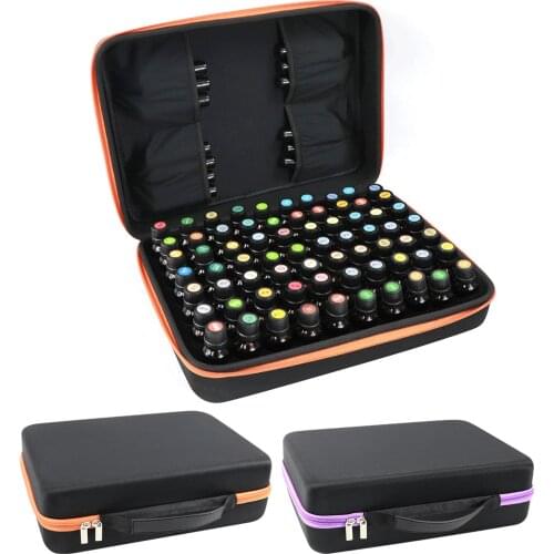 60-Grid 15ml Shockproof Carry Case Portable EVA Hard Shell Essential Oil Perfume Bottle Shockproof Travel Carrying Storage Bag