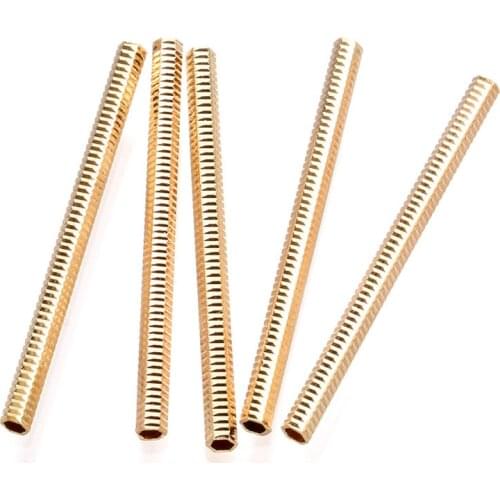40 pcs carved straight tube spacer bead connectors for bracelet earrings silver rose gold plated jewelry findings accessories