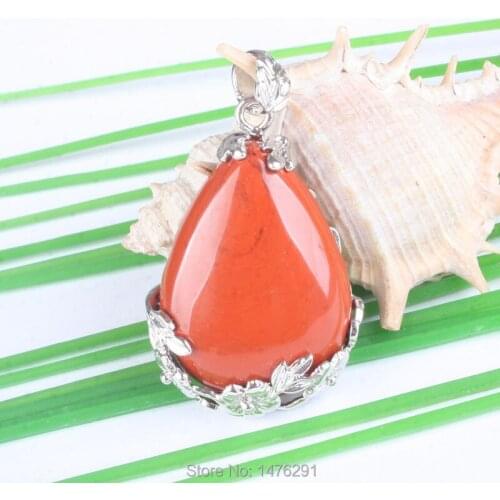 38X26MM Red River Stone Alloy Teardrop Pendant Bead 1PCS