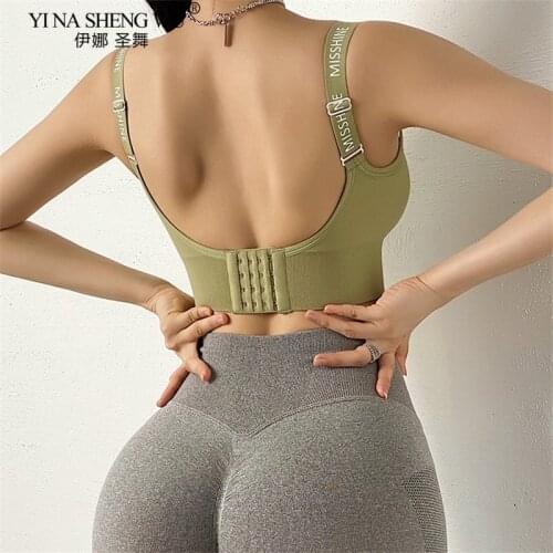 Sports Bra Sexy Letter Yoga Crop Top Women Push Up Underwear Shockproof Fitness Vest Girls Gym Jogging Shirt Sport Sportswear
