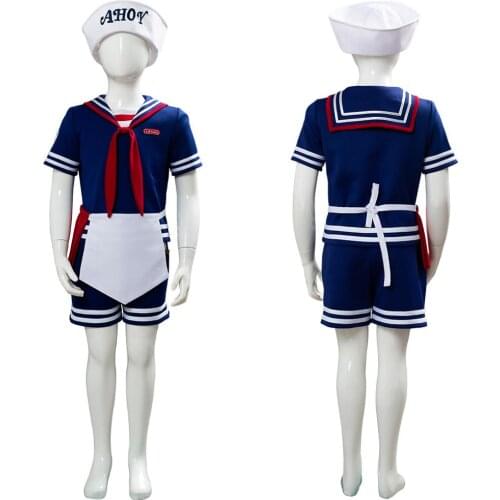 Stranger Cosplay Things Costume Steve Harrington Robin Scoops Ahoy Uniform Suit Kids Version Halloween Carnival Costumes