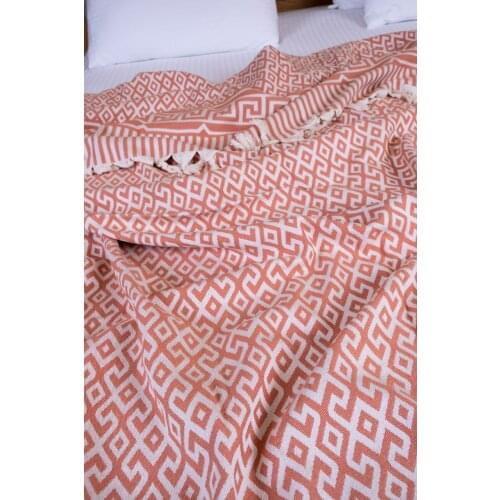 Turkish %100 Cotton Blanket, Double Side Luxury Blanket Greek Model