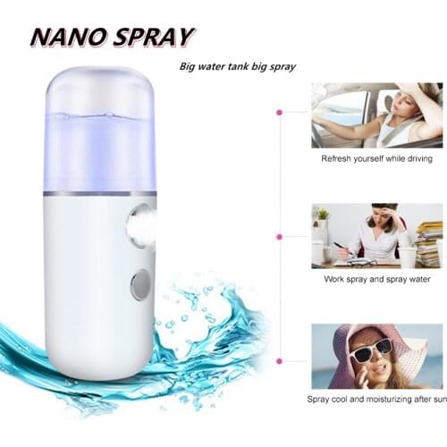 30ml Nano Mist Sprayer Mini Cooler Face Moisturizing Nebulizer Steamer USB Rechargeable Humidifier Facial Beauty Skin Care Tools