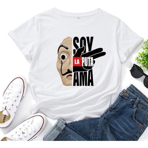 SOY AMA LA PUTA Pattern Women T-shirt Funny Graphics T Shirts Women O-neck Cotton Casual Tshirt Woman Top
