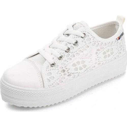 Womens Platform Shoes Comfortable Casual Hollow Sneaker Summer Lace Up