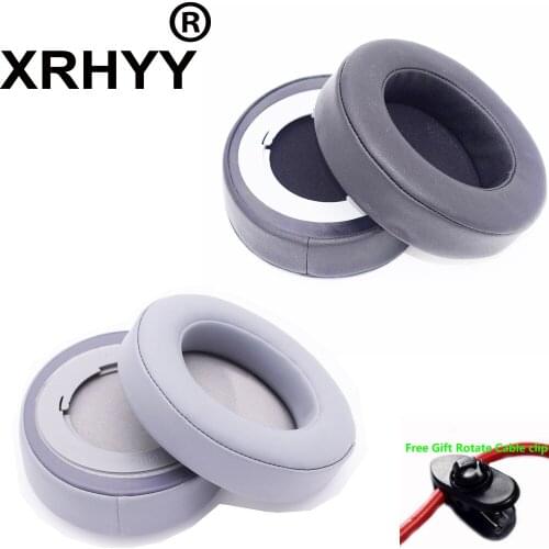 XRHYY 1Pair Replacement Ear Pads Earpad Cushion Cover For Razer Kraken Pro V2 Headphones ( Black /Gray)+ Free Rotate Cable Clip