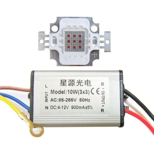 10W Square Base Infrared IR940nm SMD LED diodes Light Parts + AC 85~265V Waterproof LED driver