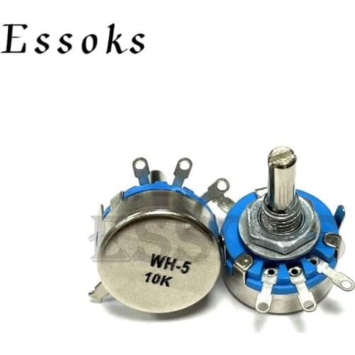 2PC WH5-1A 470 1K 1.5K 2.2K 4.7K 10K 22K 47K 100K 220K 470K 1M ohm 3-Terminals Round Shaft Rotary Taper Carbon Potentiometer WH5