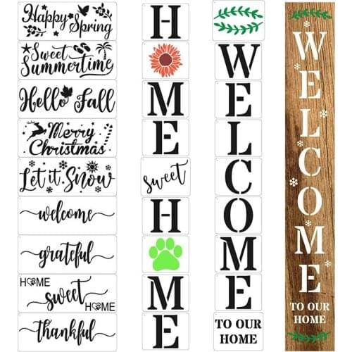 27PCS Welcome Stencils, Welcome Open Closed Signs Templates for Painting Store Shop House Front Door Porch Outside Decor