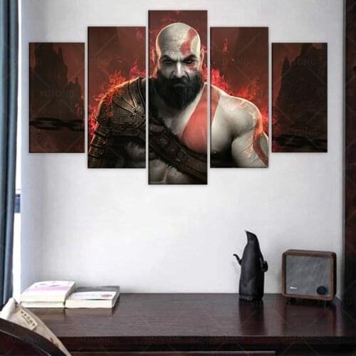 War God Ps4 Game 5 Piece Canvas Wall Art Print Home Decor HD Pictures 5 panel poster no Framed Paintings