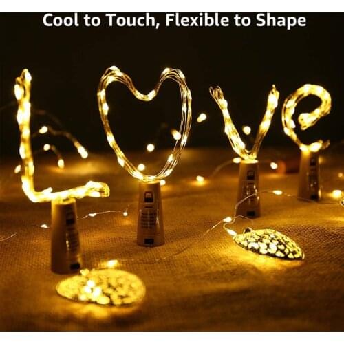 6Pcs Wine Bottle Light LED Copper String Light Cork Bottle Lights 20 LED Wine Cork Light Wedding Party Christmas Halloween Decor