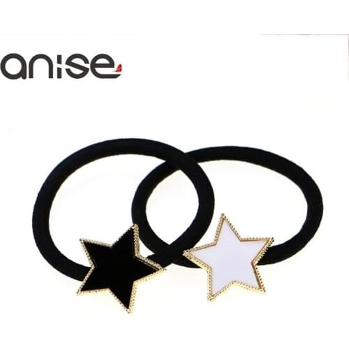 Acrylic Stars Shaped Black Elastic Hair Bands Rope For Girl Women Hair Accessories Hair Rubber band tiara menina